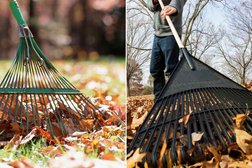 balai à feuilles outils ramassage jardin