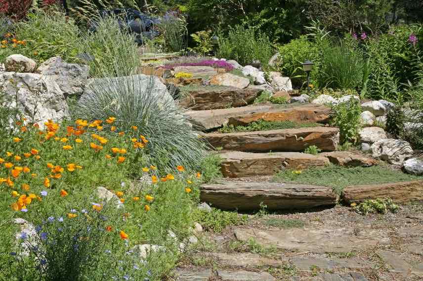 escalier pierre jardin