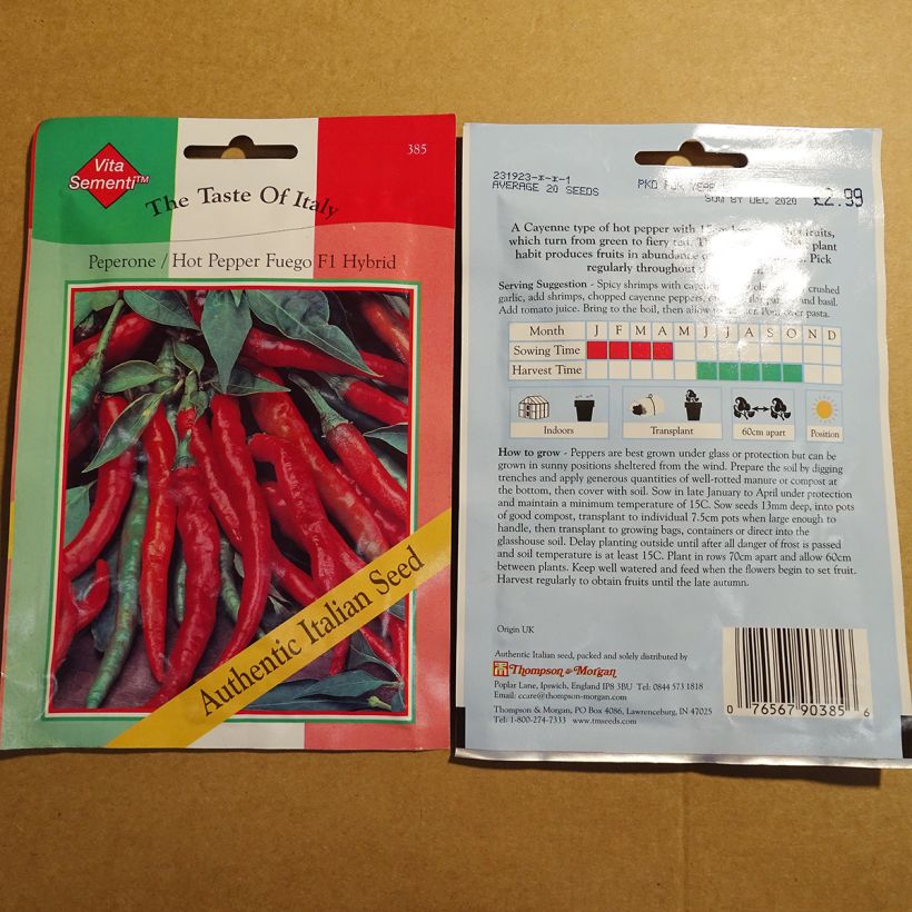 Exemple de spécimen de Piment Fuego F1 - Capsicum annuum Graines tel que livré